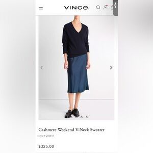 Vince Cashmere V-Neck Sweater Navy Women’s small